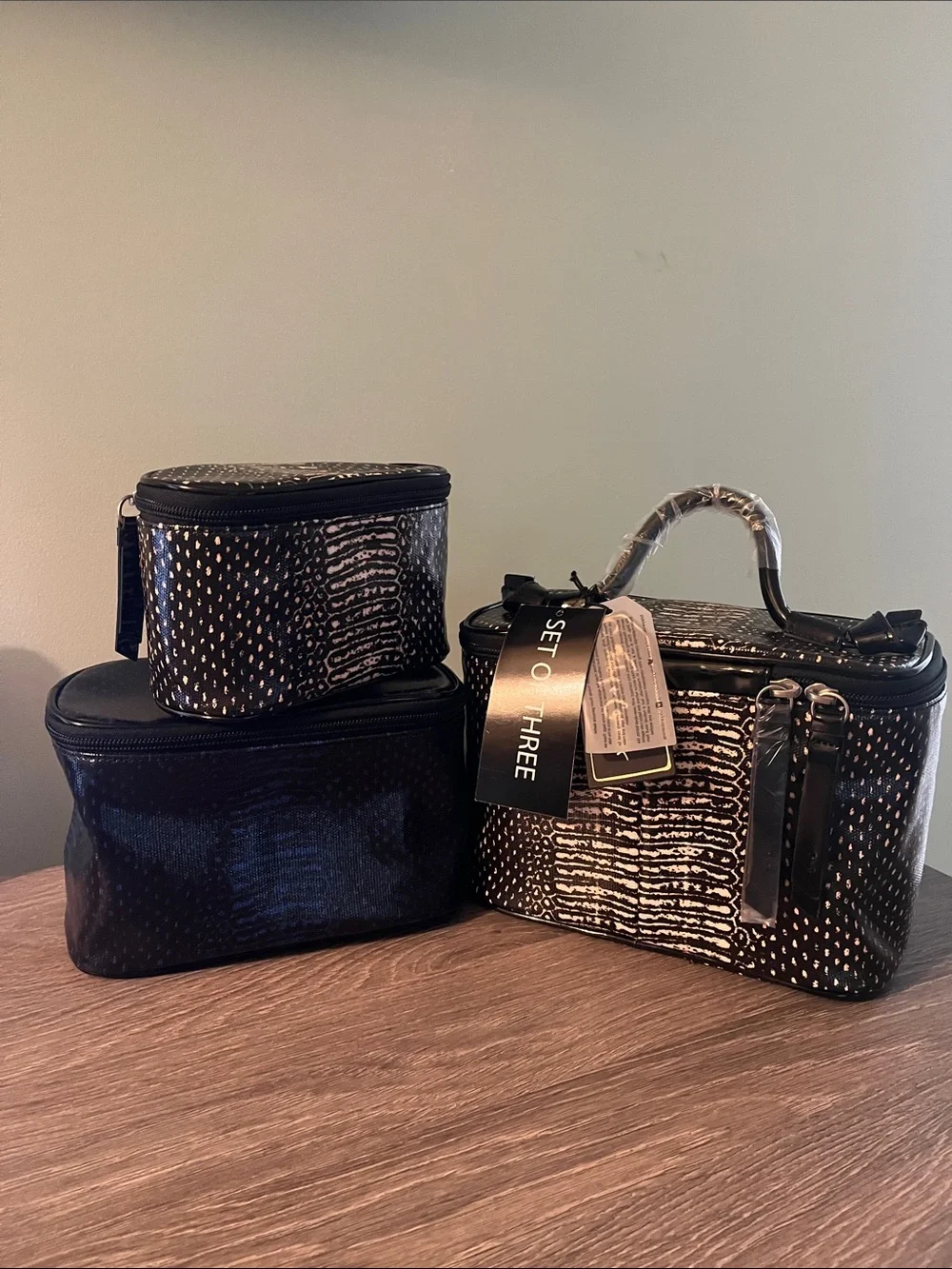Foley and Corinna Set of 3 Textured Travel Cosmetic Bags NWT